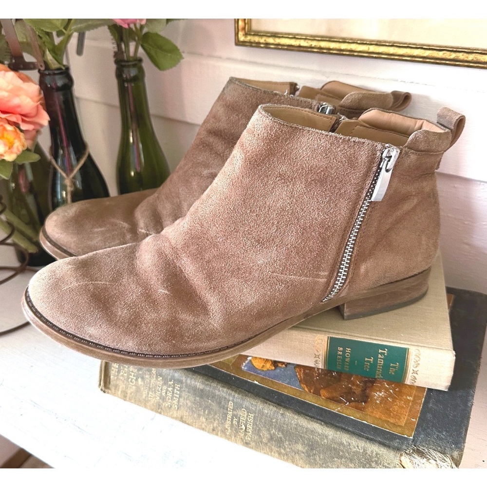 Franco Sarto Tan Suede Ankle Boots